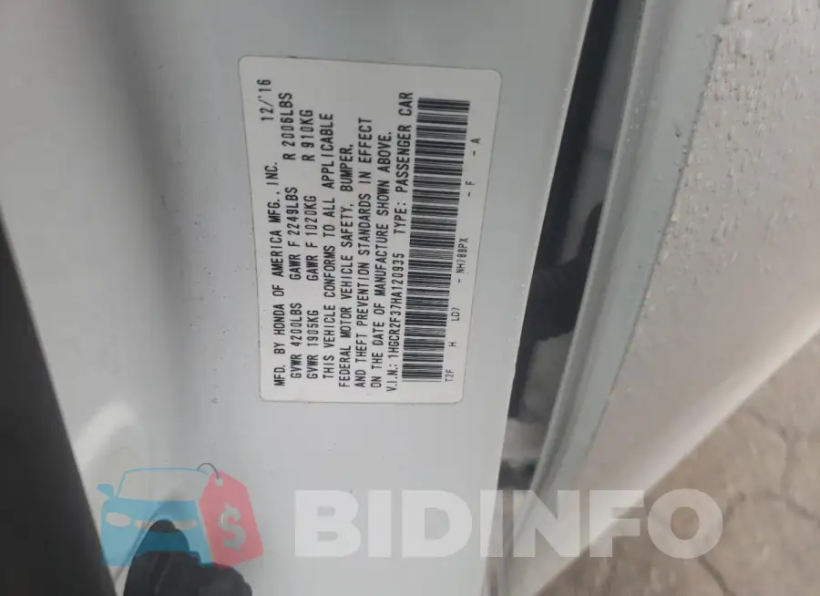 1HGCR2F37HA120935 Photo# 12