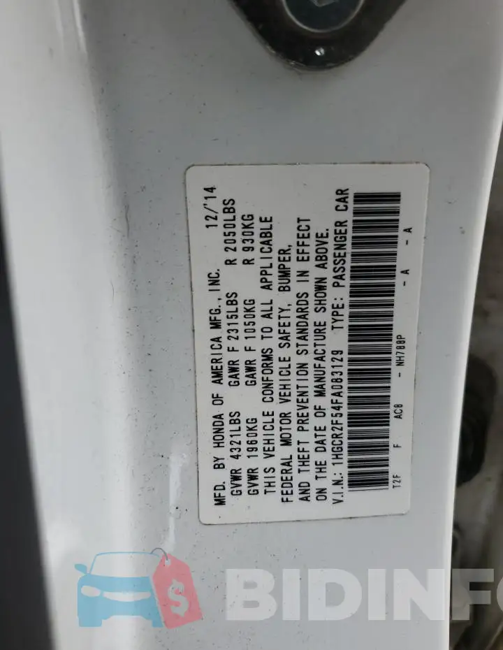 1HGCR2F54FA083129 Photo# 12