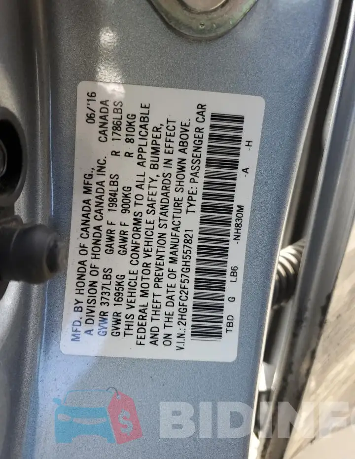 2HGFC2F57GH557821 Photo# 12