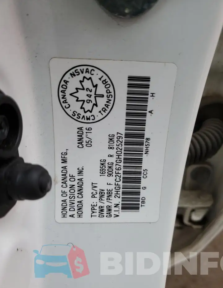 2HGFC2F67GH025297 Photo# 13