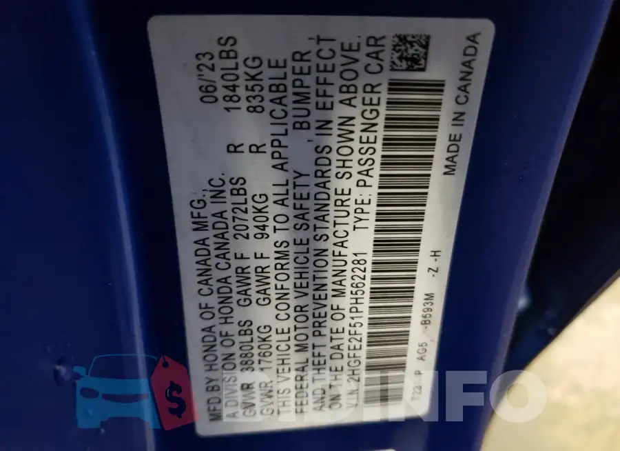 2HGFE2F51PH562281 Photo# 12