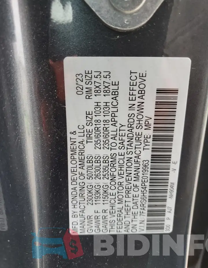 7FARS6H54PE019963 Photo# 12