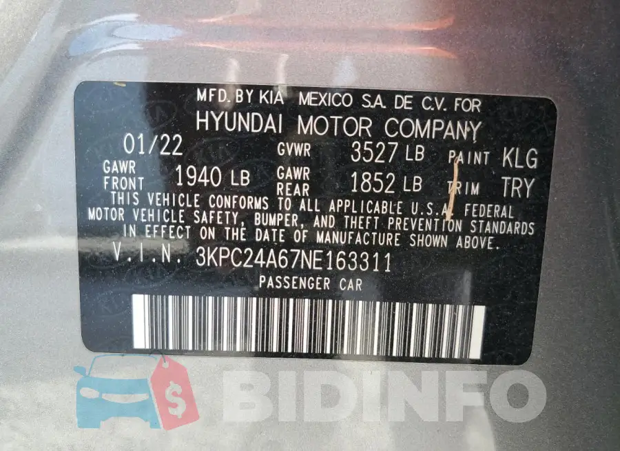 3KPC24A67NE163311 Photo# 12