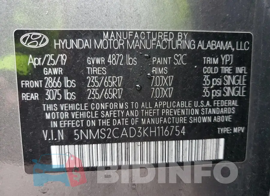 5NMS2CAD3KH116754 Photo# 12