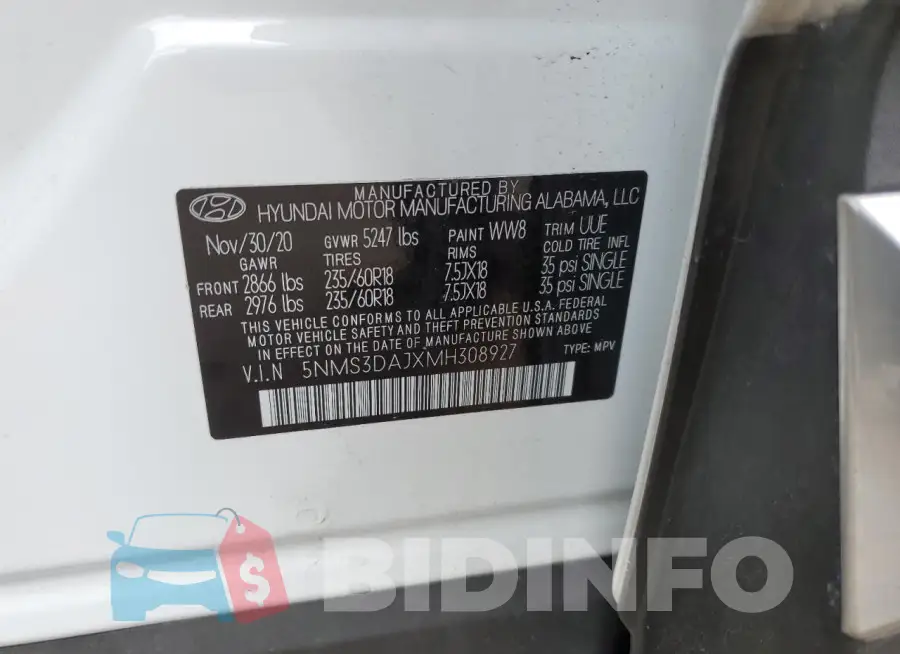 5NMS3DAJXMH308927 Photo# 12
