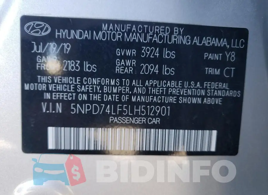 5NPD74LF5LH512901 Photo# 12