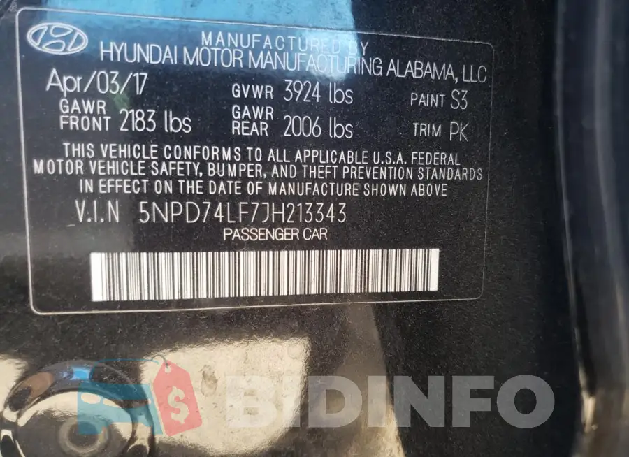 5NPD74LF7JH213343 Photo# 12