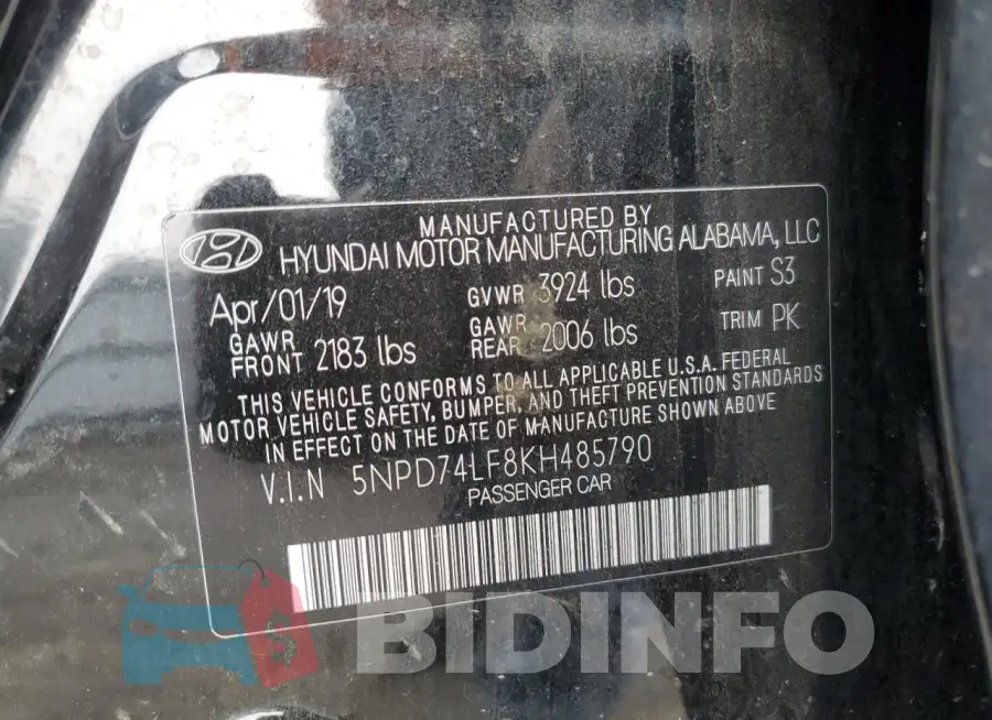 5NPD74LF8KH485790 Photo# 13