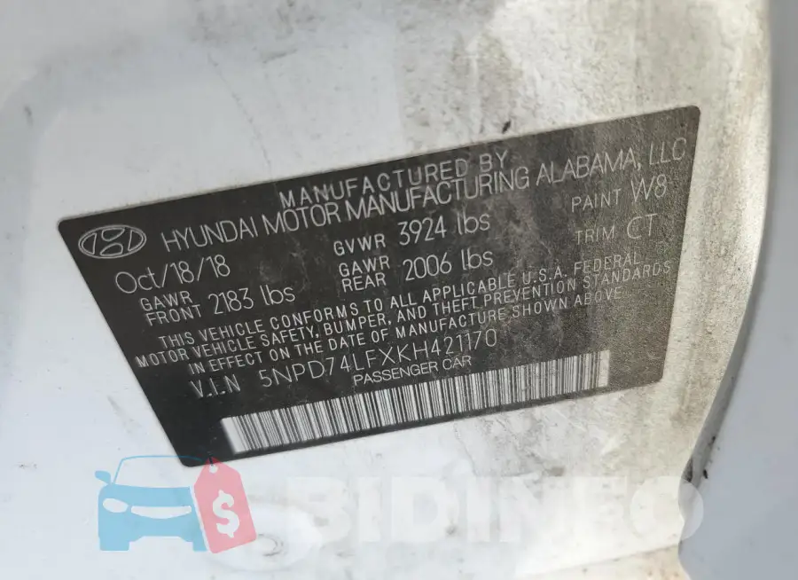 5NPD74LFXKH421170 Photo# 12