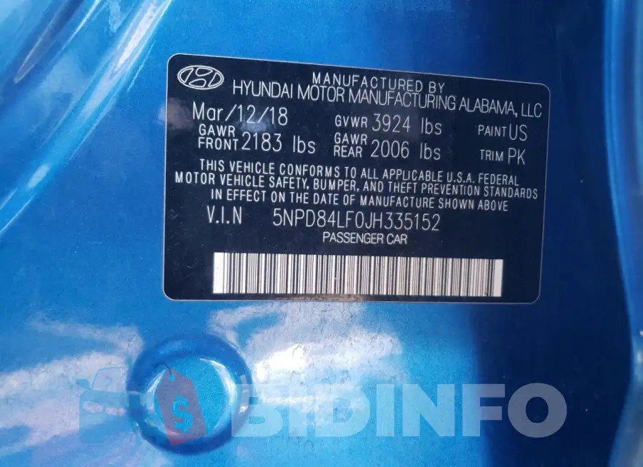 5NPD84LF0JH335152 Photo# 13