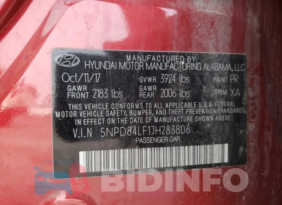5NPD84LF1JH283806 Photo# 12