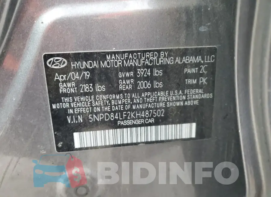 5NPD84LF2KH487502 Photo# 13