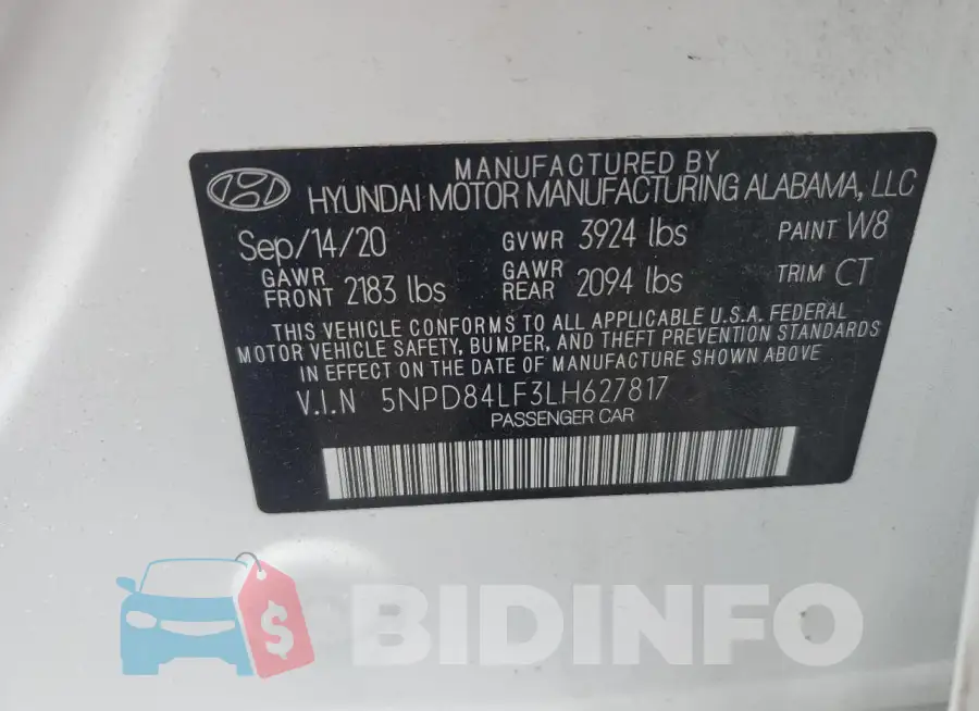 5NPD84LF3LH627817 Photo# 13