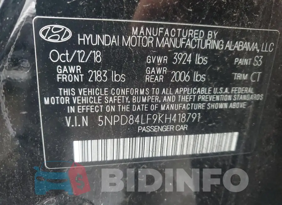 5NPD84LF9KH418791 Photo# 12