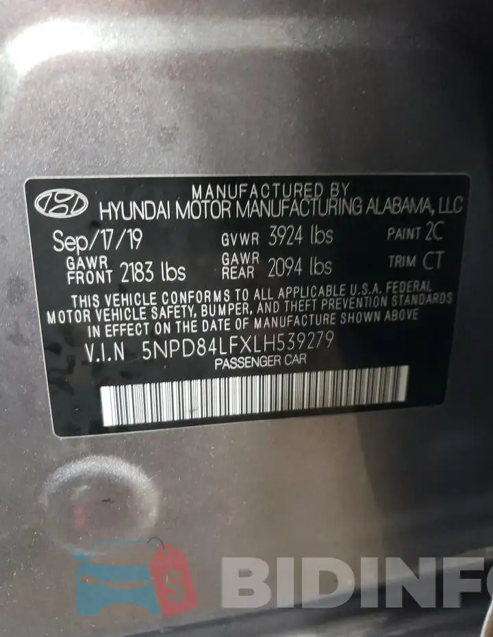 5NPD84LFXLH539279 Photo# 12