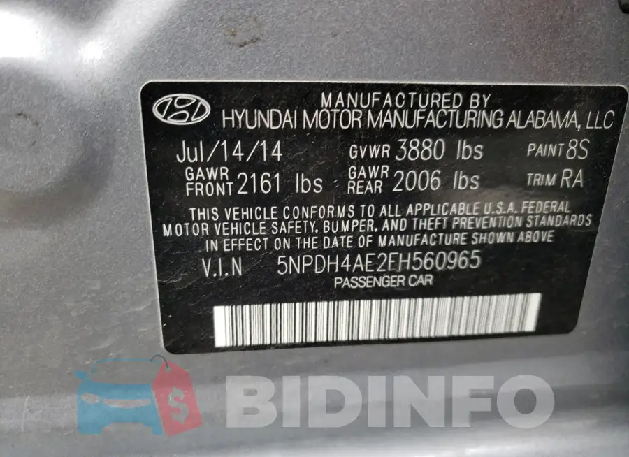 5NPDH4AE2FH560965 Photo# 12