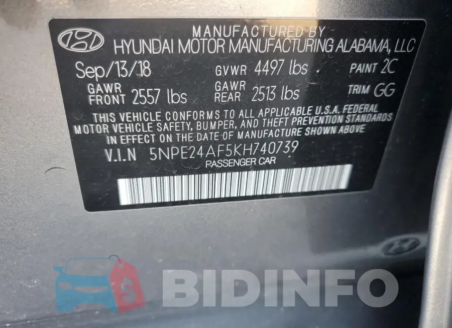 5NPE24AF5KH740739 Photo# 12