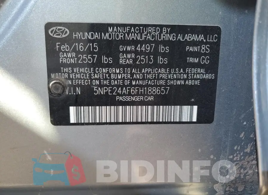 5NPE24AF6FH188657 Photo# 12