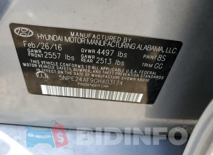 5NPE24AF9GH403174 Photo# 12