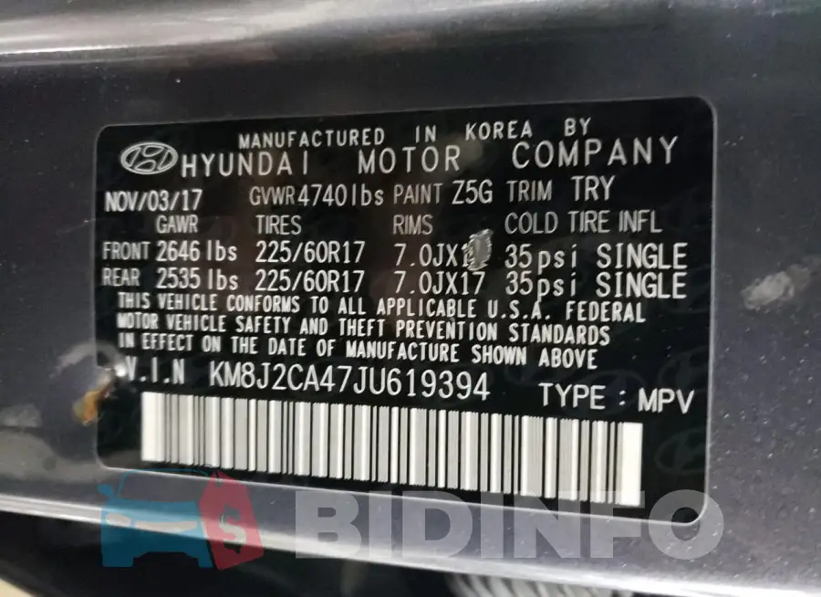 KM8J2CA47JU619394 Photo# 12