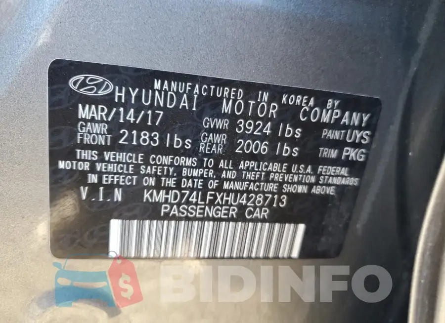 KMHD74LFXHU428713 Photo# 12