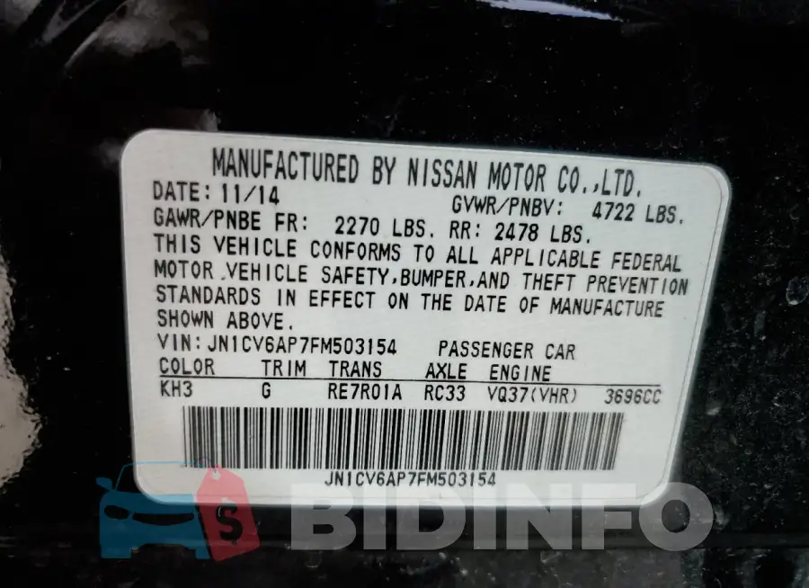 JN1CV6AP7FM503154 Photo# 13