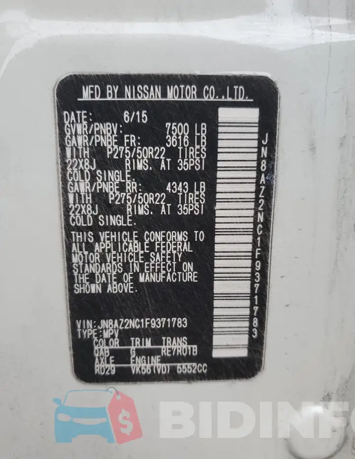 JN8AZ2NC1F9371783 Photo# 14