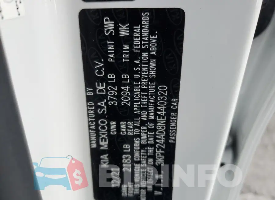 3KPF24AD8NE440320 Photo# 13