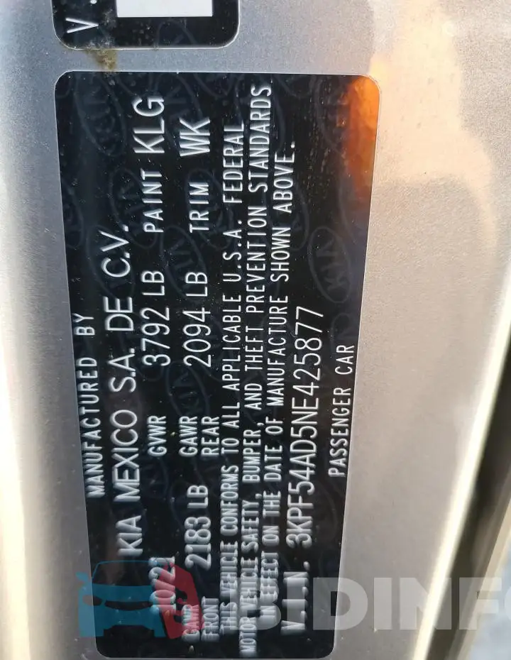 3KPF54AD5NE425877 Photo# 13