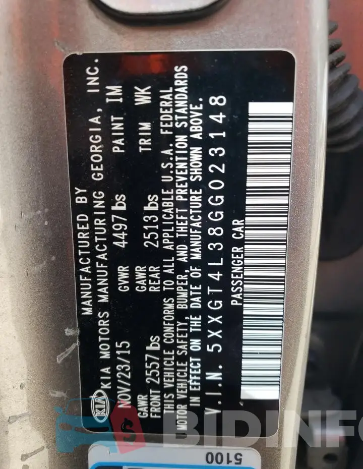 5XXGT4L38GG023148 Photo# 12