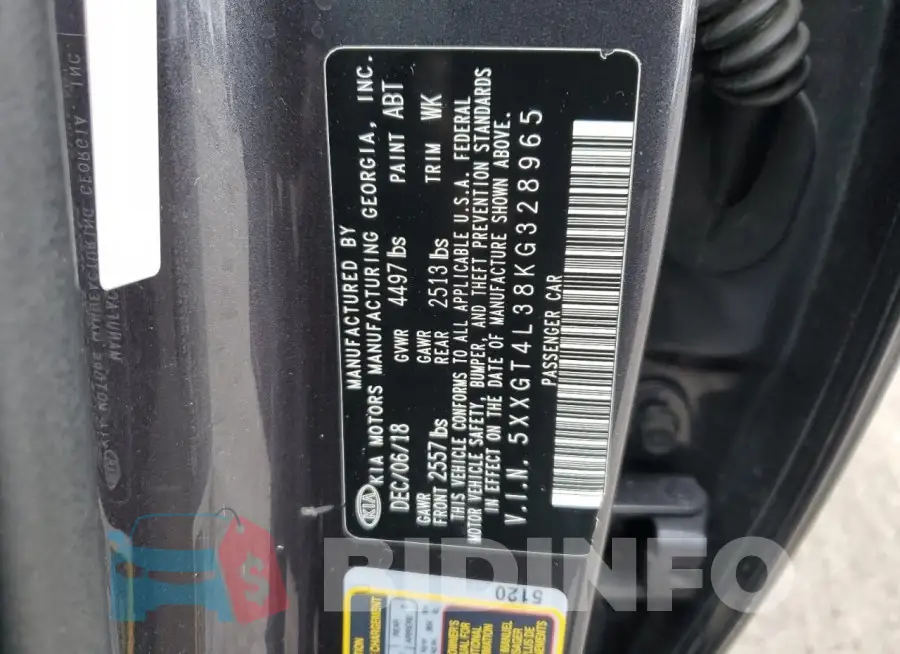 5XXGT4L38KG328965 Photo# 12