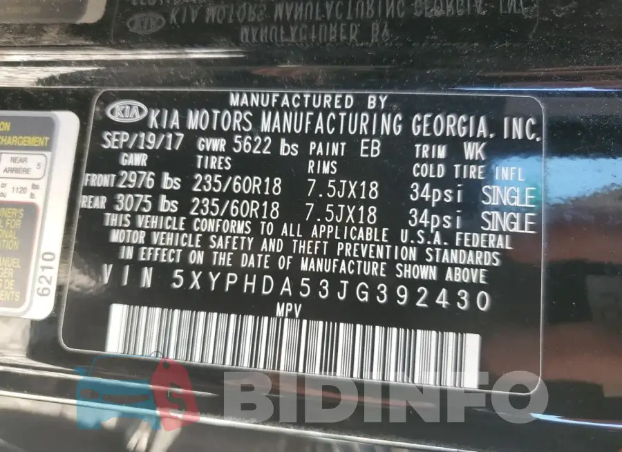 5XYPHDA53JG392430 Photo# 13