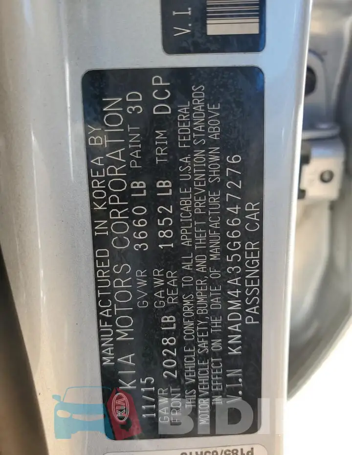 KNADM4A35G6647276 Photo# 12