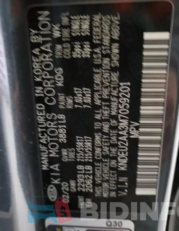 KNDEU2AA3M7059201 Photo# 12