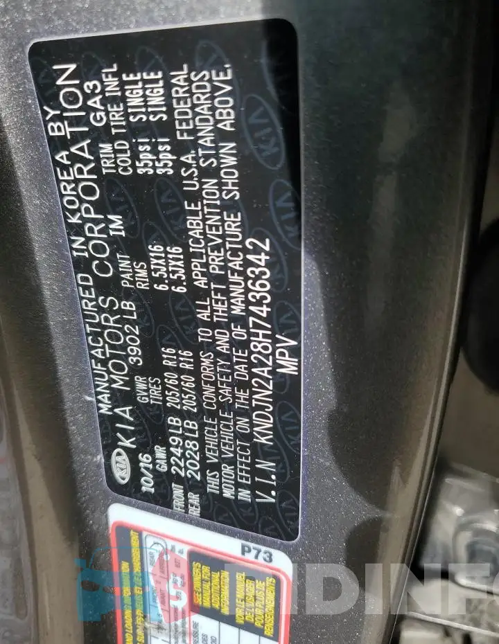 KNDJN2A28H7436342 Photo# 13
