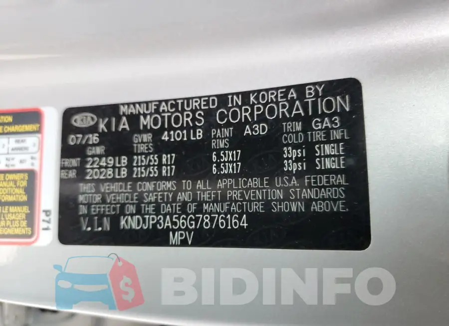 KNDJP3A56G7876164 Photo# 14
