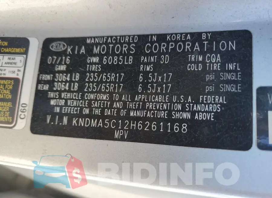 KNDMA5C12H6261168 Photo# 13
