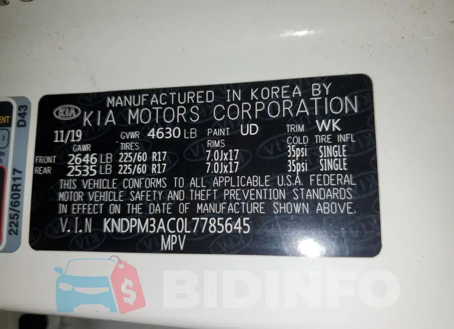 KNDPM3AC0L7785645 Photo# 14