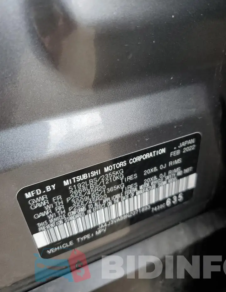JA4J3VA88NZ071893 Photo# 13