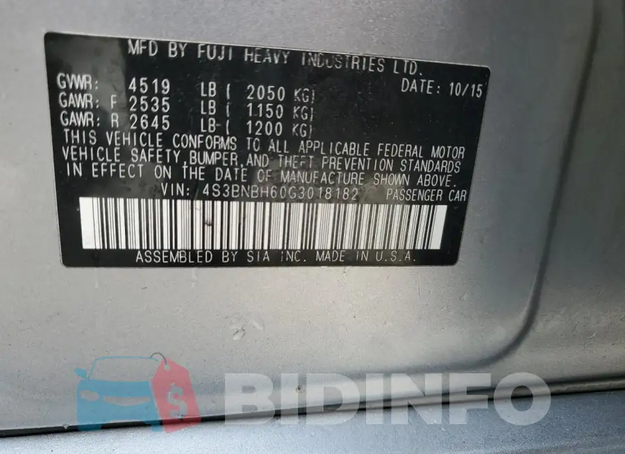 4S3BNBH60G3018182 Photo# 13