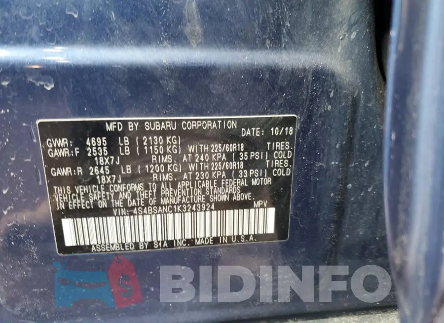4S4BSANC1K3243924 Photo# 12
