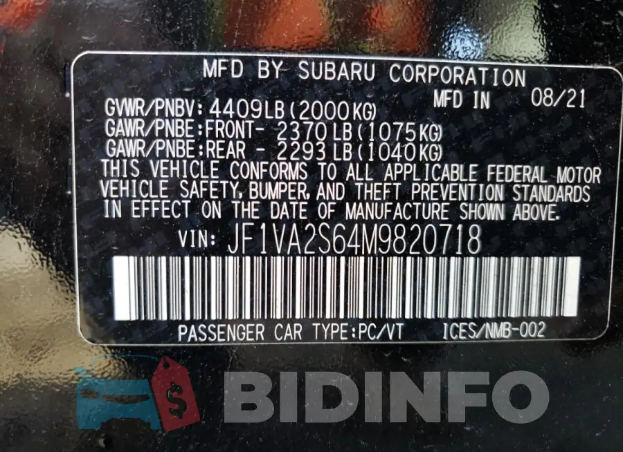 JF1VA2S64M9820718 Photo# 13
