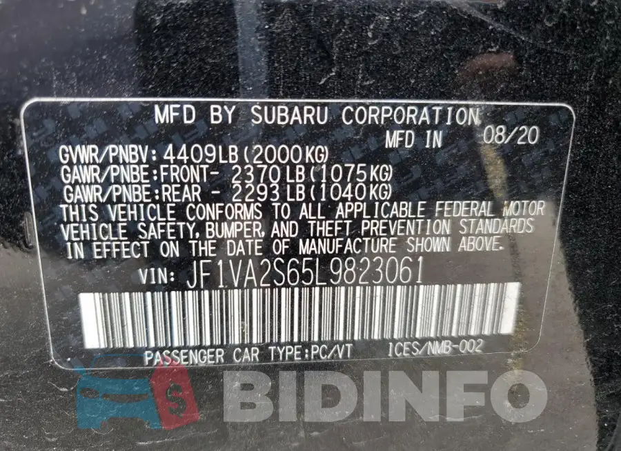 JF1VA2S65L9823061 Photo# 12