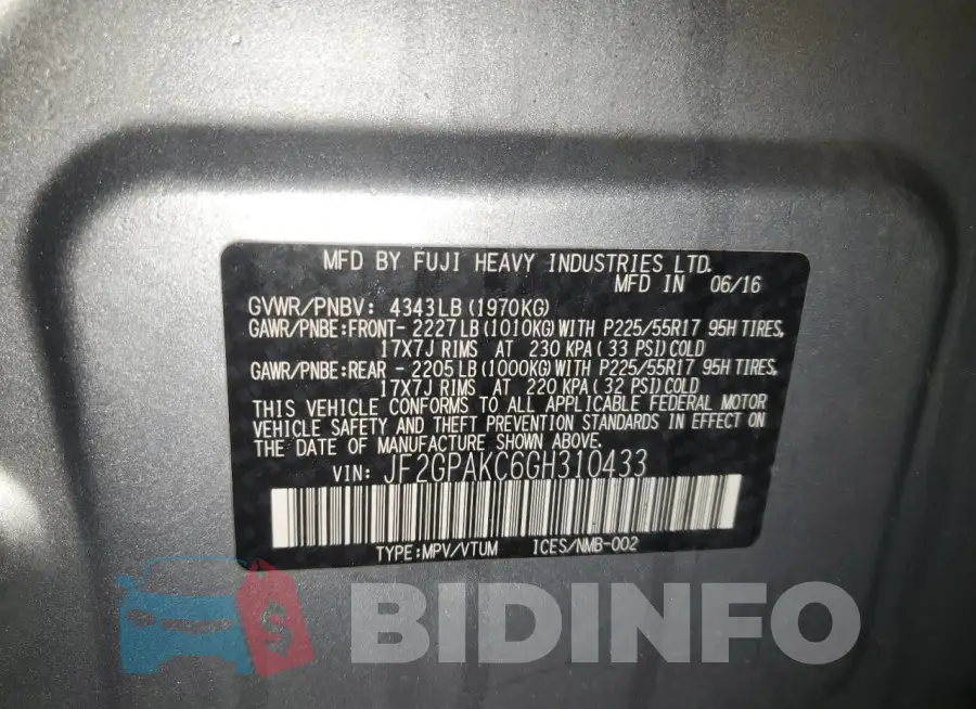 JF2GPAKC6GH310433 Photo# 12