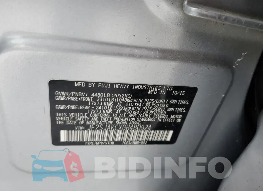 JF2SJAKCXGH480824 Photo# 12