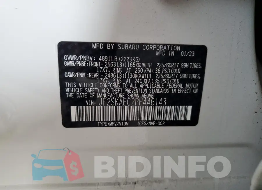 JF2SKAEC2PH446143 Photo# 14