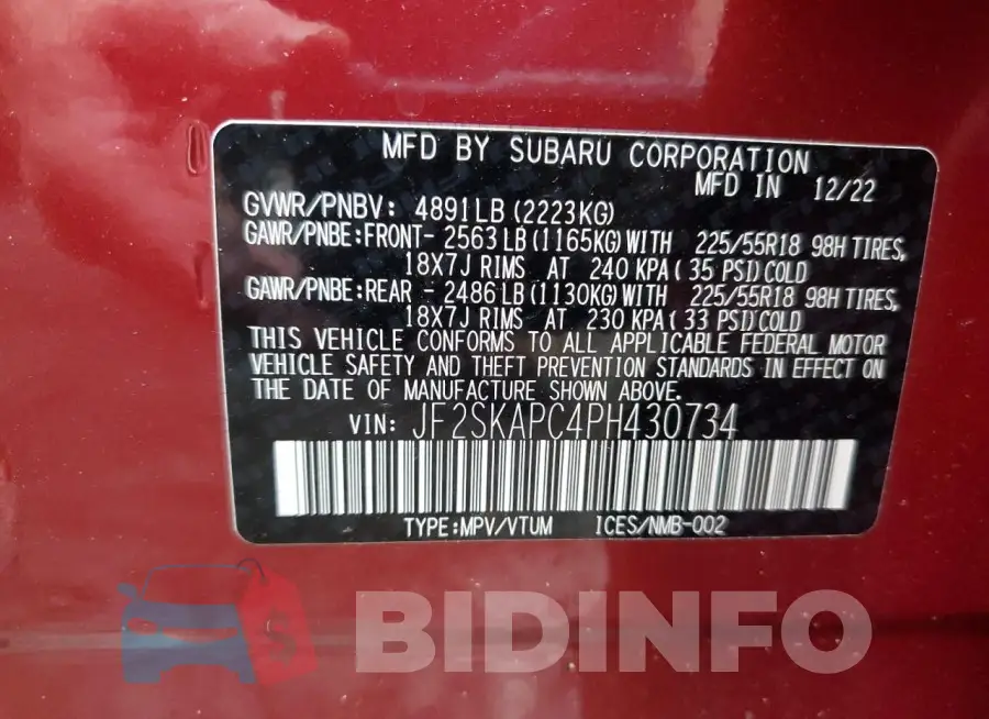 JF2SKAPC4PH430734 Photo# 12