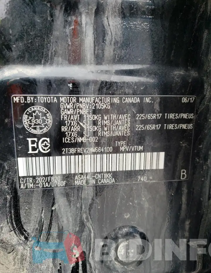 2T3BFREV2HW664100 Photo# 13