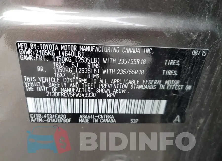 2T3DFREV5FW349930 Photo# 12