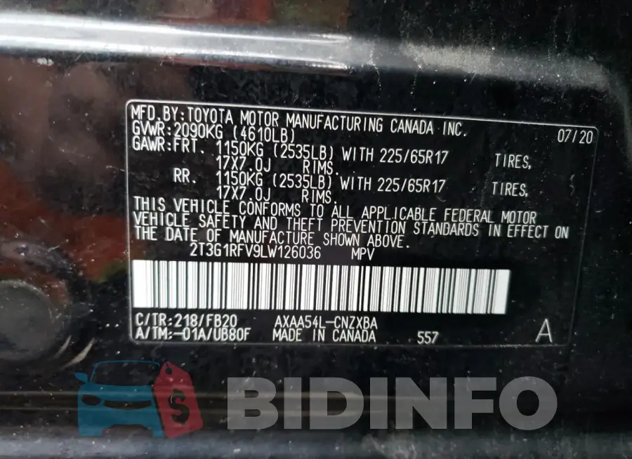 2T3G1RFV9LW126036 Photo# 13